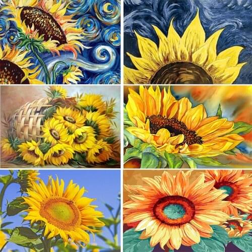 2020 Diamond Painting Full Drill Sunflower By Van Gogh Famous Painting Diamond Embroidery Set Flower Pictures Of Rhinestones Art