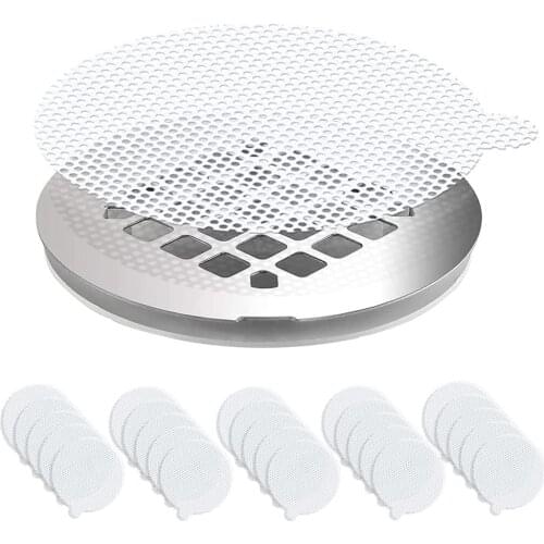 25PCS Round Disposable Shower Drains Hair Catcher Mesh Stickers Bathroom Bathing Shower Hair Stoppers Catchers Accessories