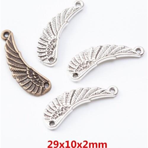 35 pieces of retro metal zinc alloy Wing double hanger connector pendant for DIY handmade jewelry necklace making 7403