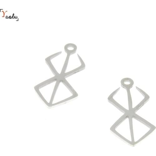 5pcs/lot Berserker Rune Symbol charm Nordic Logo Emblem Norse Amulet Talisman Sign Stainless steel pendant 27.5x13.4mm