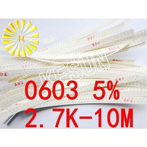50valuesX50pcs=2500pcs 0603 SMD Resistor Kit Assorted Kit 2.7K-10M ohm 5% Sample Kit Sample bag Fuse