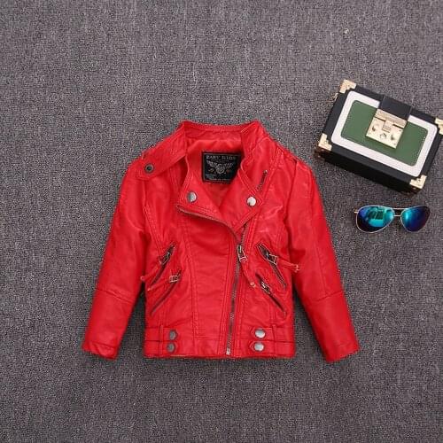 Childrens leather clothing new childrens clothing jacket Korean pu leather boys and girls jacket childrens leather coat