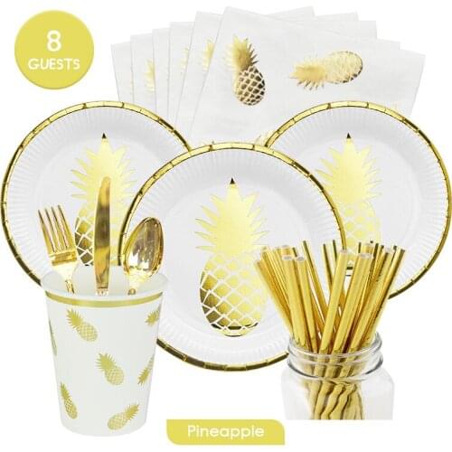 Hawaii Party Decor Pineapple Plate Summer Birthday Party Supplies Tropical Aloha Party Summer Beach Party Decor Flamingo Parti
