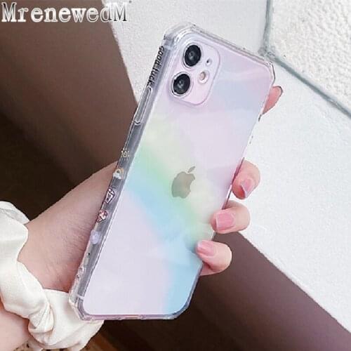Gradient Rainbow Transparent Phone Case For iPhone 12 11 Pro X XR XS Max Mini 7 8 Plus SE2 Soft Bumper Shockproof Silicone Cover