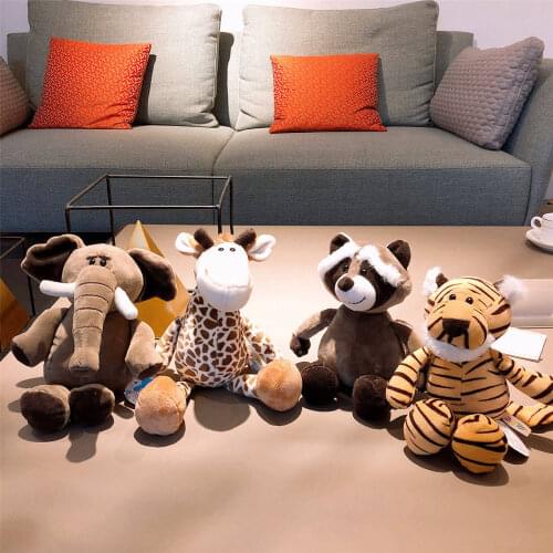 25/35cm Animal Infant Plush Toys Fox Tiger Lion Soft Playmate Raccoon Monkey Giraffe Calm Doll Stuffed Doll For Baby Sleep