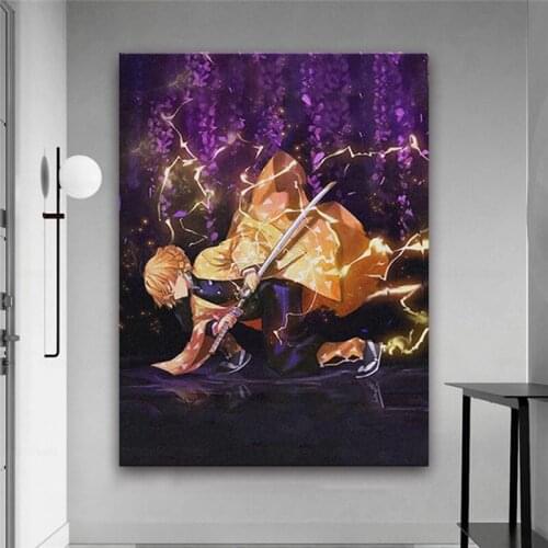 Zenitsu Agatsuma Demon Slayer Anime Canvas Painting Decor Wall Art Pictures Home Prints Room Decoration Kimetsu no Yaiba Poster