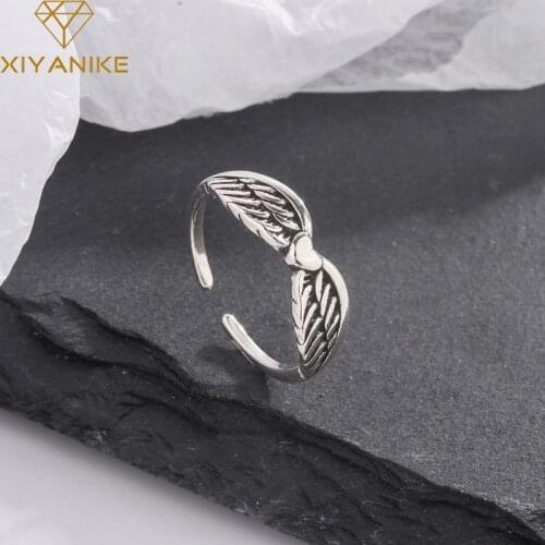 XIYANIKE 925 Sterling Silver Love Heart Wing Ring Female Fashion Retro Simple Handmade Jewelry Accessorie Dropshipping Wholesale