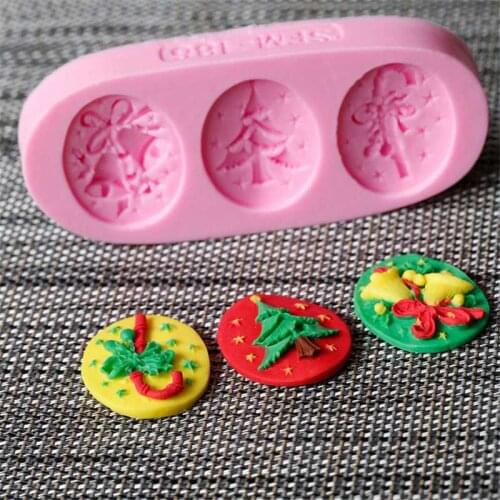 Christmas Tree Bell Crutches Fondant Silicone Cake Mold DIY Baking Tools Chocolate Candy Mold Cake Decoration
