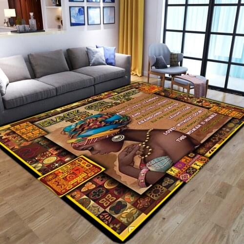 Living Room Carpets Child Bedroom Bedside Sofa Decor Floor Mat Hallway Balcony Bath Rug 3D Printed Young black woman Pattern mat