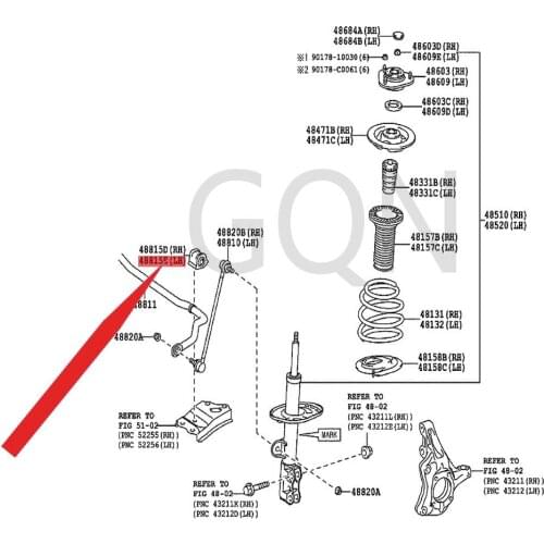 Left front stabilizer bar bushing 2011-Toy ota PRI US front stabilizer bar rubber LH opening rubber tie rod rubber sleeve