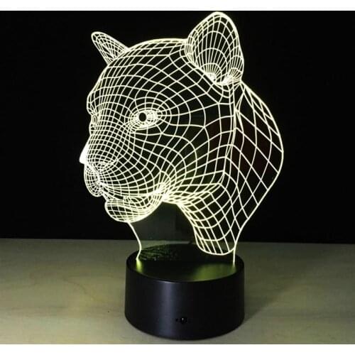 3D Cartoon Leopard Animal LED Desk Table Lamp 7 Color Night Light Touch Lamp Kids Children Family Halloween Holiday School Gift