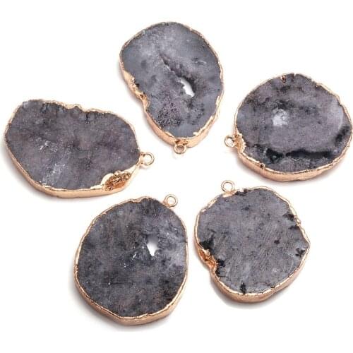Natural Stone Black Crystal Cluster Pendants Irregular Shape Exquisite Charm For jewelry making DIY necklace Earring accessories