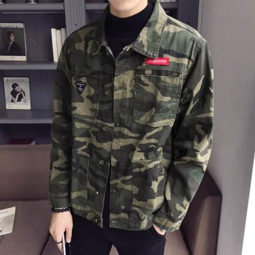 New 2020 autumn fashion camouflage denim jacket men plus size military army men jacket jeans men jacket
