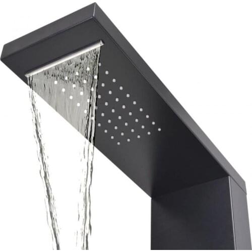 New 1PC Luxury Black/Brushed Bathroom Shower Faucet Shower Panel Column Bathtub Mixer Tap With Hand Shower Screen HWC