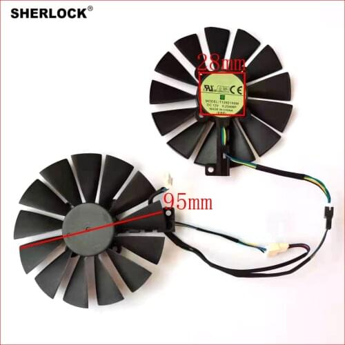 New T129215SU PLD10010S12H T129215BU 95mm for ASUS ROG STRIX Dual RX 470 570 AMD RX470 RX570 GTX1050TI 1080TI Graphics Card Fan