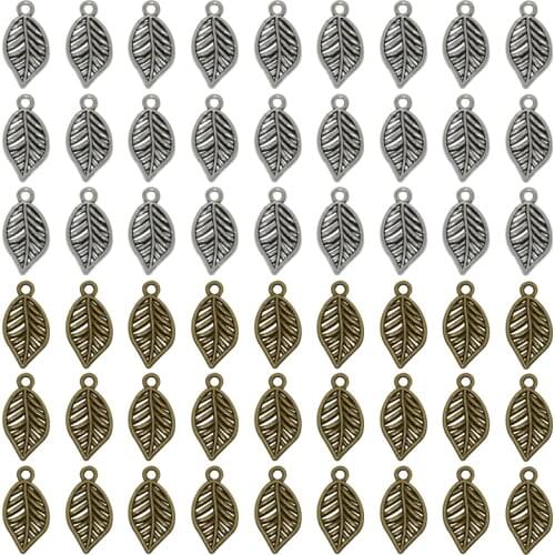 25pcs Alloy Metal Hollow Leaf Charms Antique Bronze Tone Pendants For DIY Jewelry Accessories Making 20*10mm