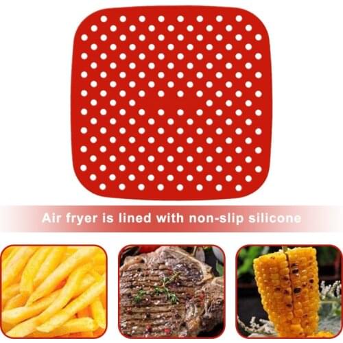 Air Fryer Liner Food Grade Reusable Silicone Anti-slip Round Air Fryer Mat Non-Stick Steaming Basket Mat Cooking Kitchen Tool