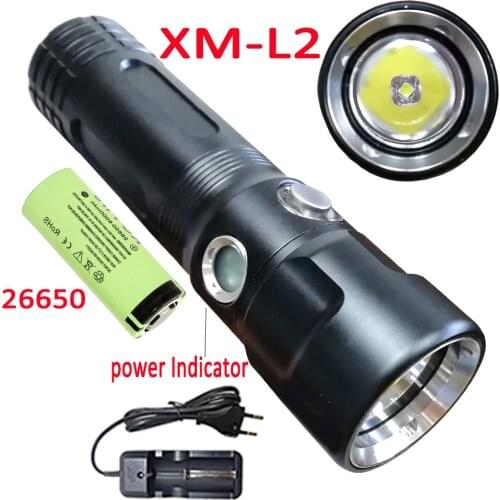 Underwater XM-L2 LED Diving Flashlight 3 Mode Waterproof Scuba Dive Torch Lamp Lanterna +26650 +Charger