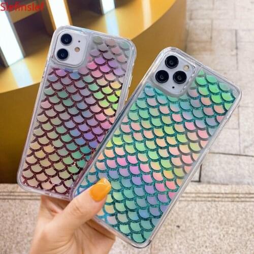 Laser Fish Scale Quicksand Phone Cases Protective Shell For IPhone 11 Pro Max XSMAX XR XS X 8 7 6 6S Plus Anti-knock Back Cover