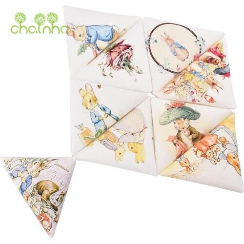 Hand Dyed Cotton Canvas Fabric,Cartoon Rabbit Family,For DIY Sewing & Quilting Purse Book Cover Home Decoration Material