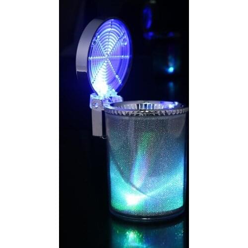 With LED Light Portable Car Ashtray Cigarette Cigar Ash Tray Container Smoke Cup Holder Colorful Storage Cup