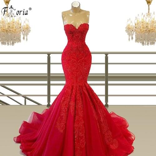 Sexy Sweetheart Mermaid African Wedding Dresses 2021 Red Luxury Beaded Dubai Bridal Wedding Gowns Vestido De Noiva Custom Made
