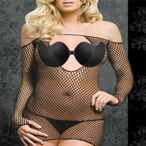 Sexy open cup Body Stocking Fishnet Mesh dress Sleepwear halter Strapless Erotic Lingerie Teddy Intimate sex games for woman