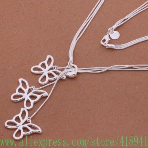 Silver Plated Necklace, Silver Plated fashion jewelry Tai chi butterfly /emvaneca bnxakfea AN444