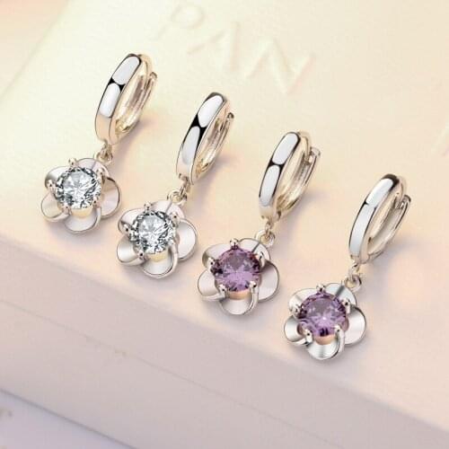 Korean Fashion Flower Drop Earrings For Women White Acrylic Drops Temperament Earrings Jewelry Wholesale Dropship