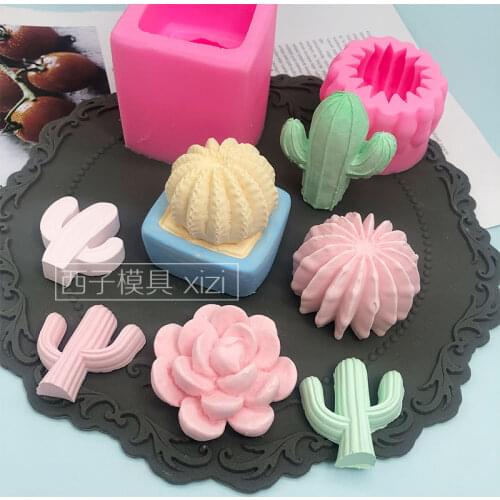 Cactus fleshy Mu Si silicone mold chocolate fondant cake decoration tool ice cream cake cup baking tool