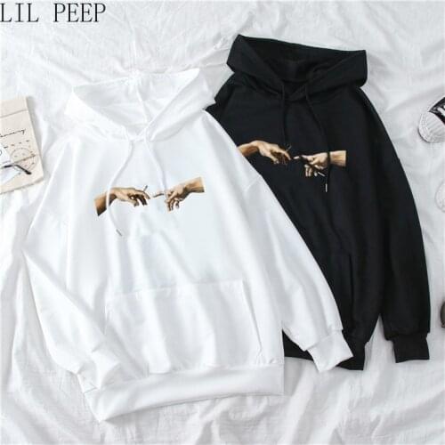 2020 hand of God Print Hoodies Women Simple All-match Leisure Oversize Pullovers Korean Style autumn sweatshirt fashion tops