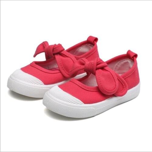 Baby Girls Shoes Children Canvas Shoes Girls Princess Shoes 2020 Spring Summer Lovely Bow Flat Heels Shoes Breathable