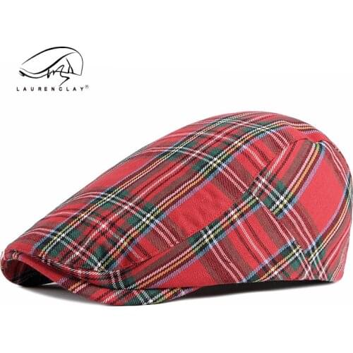 Spring and summer Beret womens fashionable Korean Plaid cap mens sun protection cap leisure Plaid hat