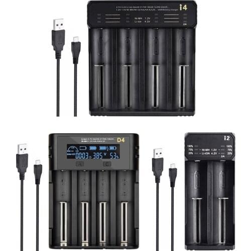Essager USB 2/4 Slot Battery Charger Smart 18650 18350 21700 20700 14500 26650 22650 Lithium Ni-MH Rechargeable Battery Charging