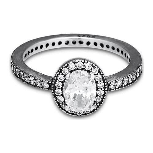 Vintage Elegance Ring 925 Sterling Silver Clear CZ Wedding Rings Women Silver 925 Engagement Fine Jewelry