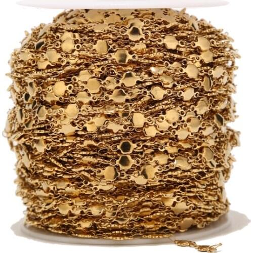 4.5MM width Gold tone Stainless Steel Link Chain Spool Link in Bulk for Necklace Jewelry Accessories DIY Making