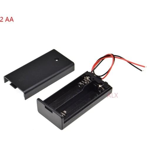 1PCS 2 AA battery holder with switch wire Leads on/off 2x1.5v 3V 2AA 2A battery case Storage Box diy 2 slot AA 2XAA 2 X AA