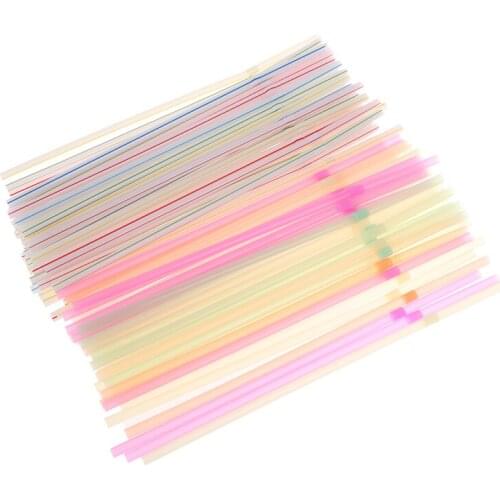 100pcs/200pcs Birthday Celebration Non Toxic Wedding Accessories Restaurant Colored Party PP Disposable Bendable Drinking Straw