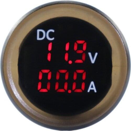 12-24V Waterproof Car Instrument LED Digital Display Volt Meter Voltage and Electric Current Meter for Yatch Camper Marine Boat