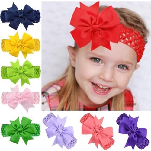 2Pcs/lot Hot Sale Solid Headwear Ribbed Dovetail Ribbon Bow Hair Accessories Wholesale Baby Children Knitted Headband Headwear