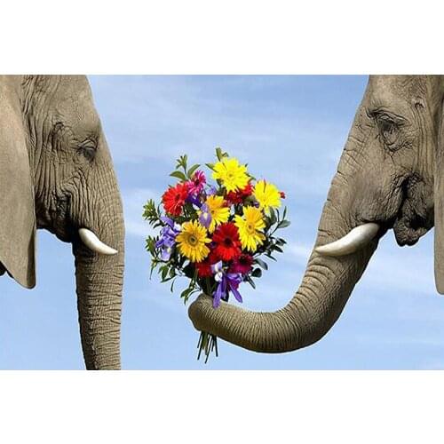 5D Diy Diamond Painting Animal Elephant Flowers Mosaic Needlework Embroidery with Rhinestones Diamond Cross Stitch Home Decor