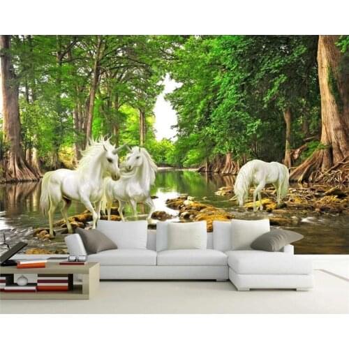 Beibehang Custom wallpaper home decor solid unicorn woods oil painting background living room bedroom tv background 3d wallpaper