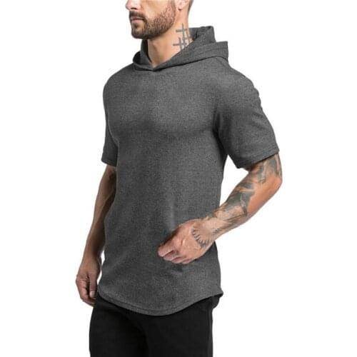 Brand Clothing Sweatshirts Mens Short Sleeve Gyms Tops Hoodies Sporting Sweatshirt Workout Tracksuit Cotton T-shirt