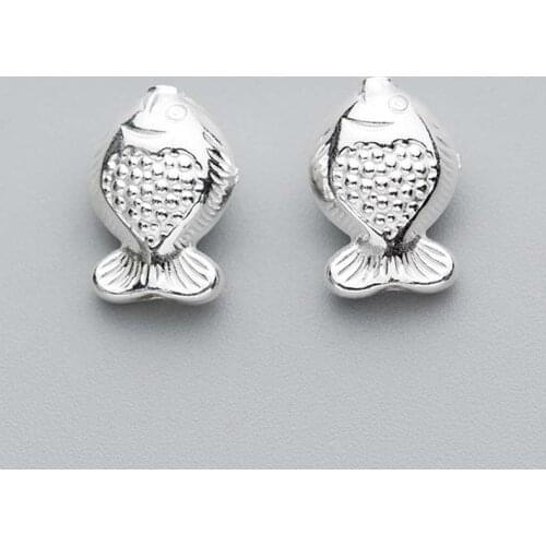 925 Sterling Silver Fortune Fish Spacer Beads Wholesale Charm Beads fit Women Charm Bracelets & Necklace DIY Jewelry Homme Femme