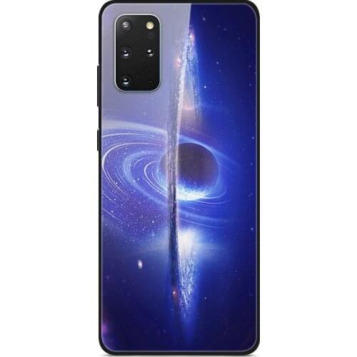 For Samsung Galaxy S20 Plus Phone Case Tempered Glass Case Back Cover Star Sky Pattern