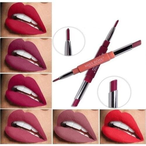 20 Color Double-end Lip Makeup Lipstick Pencil Waterproof Long Lasting Tint Sexy Red Lip Stick Beauty Matte Liner Pen Lipstic