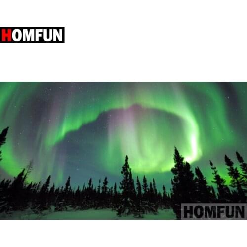 HOMFUN Full Square/Round Drill 5D DIY Diamond Painting "Green glow" 3D Embroidery Cross Stitch 5D Home Decor Gift A17274