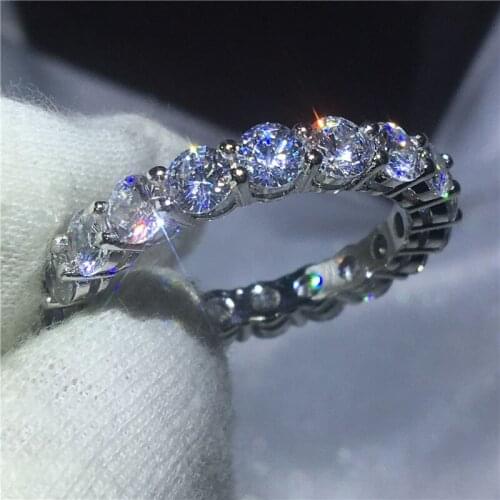 Vecalon Eternity Band 925 sterling silver Promise Ring 4mm AAAAA Cz Stone Party Wedding band rings for women Bridal Jewelry Gift