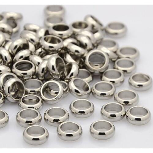 100pcs 7mm Ring 304 Stainless Steel Bead Spacers Jewelry Accessories Stainless Steel Color 7x2mm Hole: 5mm 4mm/5mm/6mm/7mm/8mm