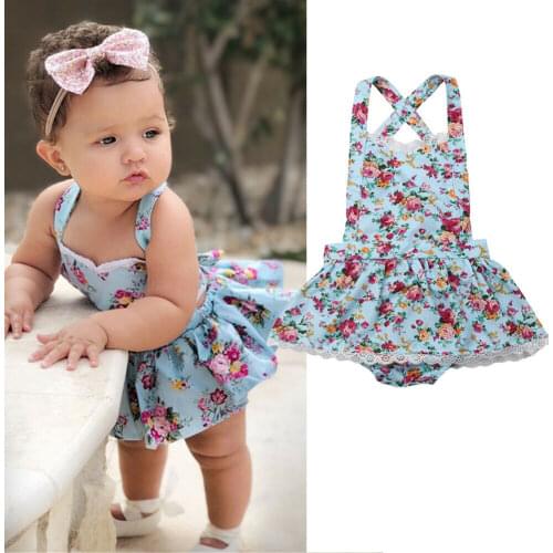 Citgeett Summer Baby Girl Floral Dress Newborn Backless Bodysuit Jumpsuit Neck Cute Playsuit